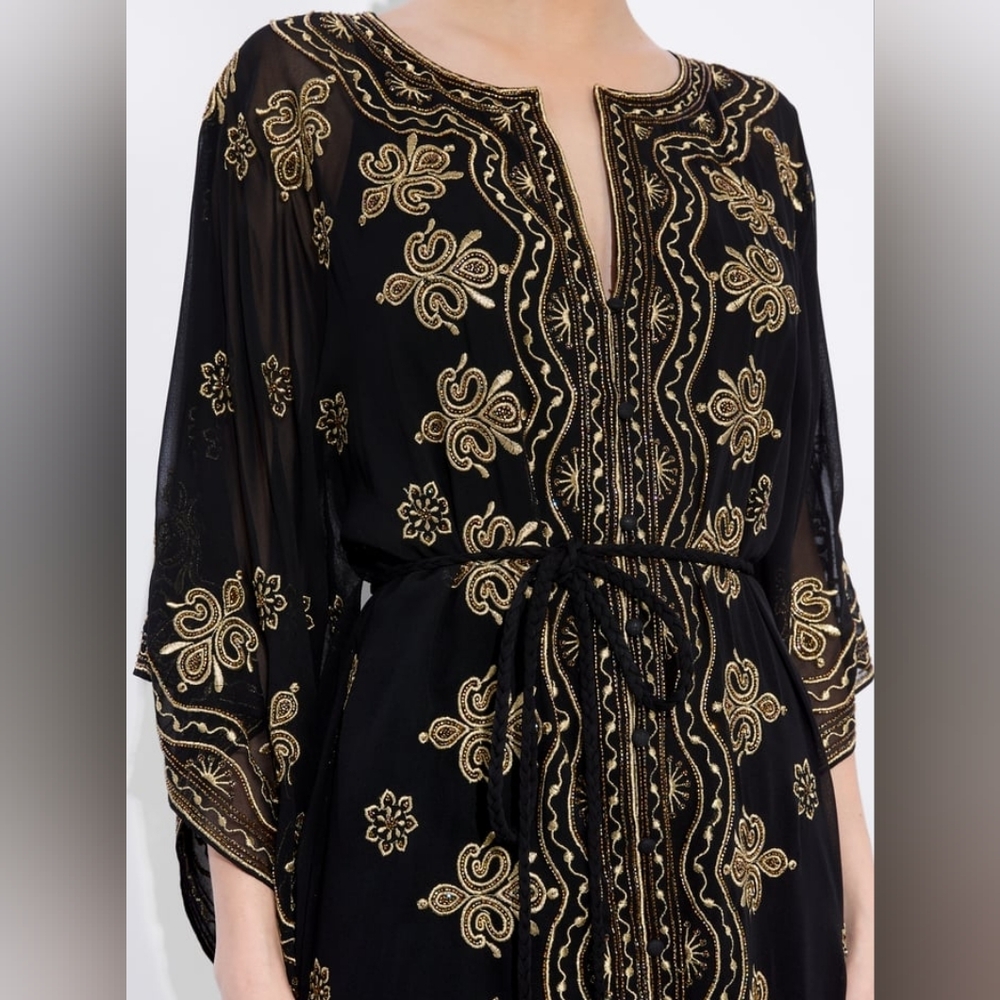 ALICE + OLIVIA Marva Embellished Mini Kaftan Size L - Picture 4 of 10